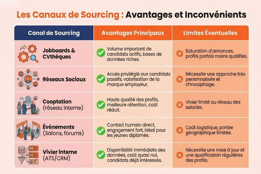 Il existe plusieurs canaux et plusieurs types de sourcing pour cibler les meilleurs candidats